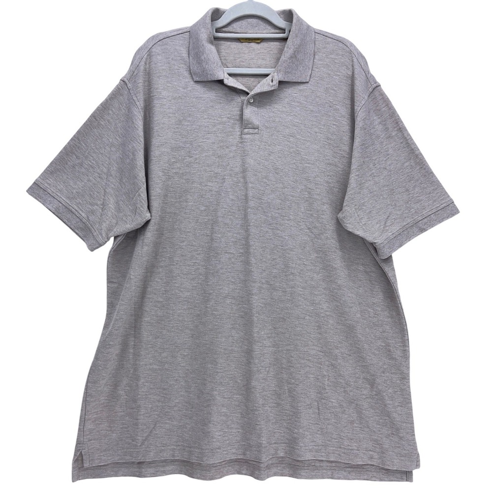 Roundtree & Yorke Gray Polo Shirt XLT Gold Label Short Sleeve Pique Knit Snag